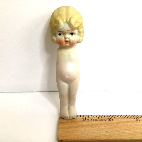 Antique Bisque Kewpie Doll (2) Jointed Arms Crocheted Dress Made In Japan 4 " - Picture 13 of 16